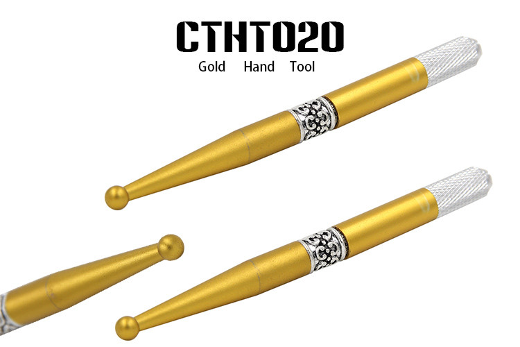 Ручка состава татуировки брови Handtool Microblading цвета золота постоянная