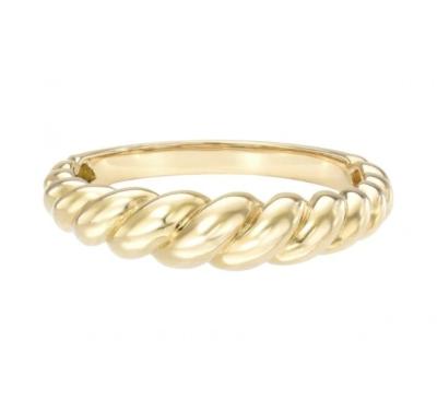 Impressionante Barroco 14K Dourado Gradiente Twist 925 Sterling Silver Feminino Anel