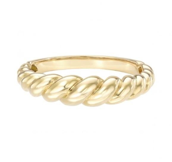 Impressionante Barroco 14K Dourado Gradiente Twist 925 Sterling Silver Feminino Anel