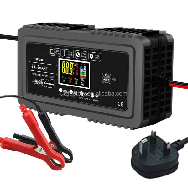 LCD Display Intelligent Battery Charger 12V 6A 8A for Microcomputers Motorcycles Trucks and Cars 90% Charging Efficiency