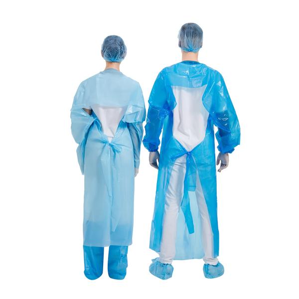 Waterproof Disposable Cpe Apron Gowns With Rubber Cuffs