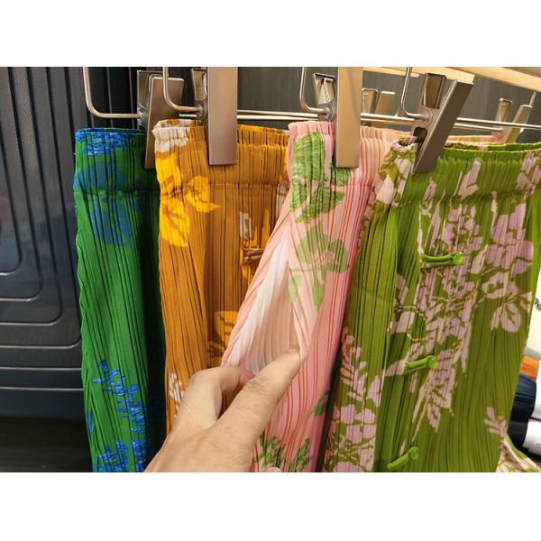 Original Design Pleated Chinese Style Disc Half Skirt 2024 Printed Pleated Skirt Wrap Slit Summer Skirt