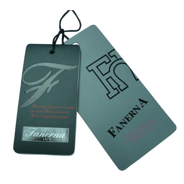 Custom Double Printed Black Cardboard Hang Tag For Garments 120 * 60 mm