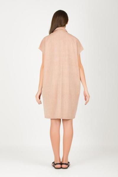 Summer women's fashion oversized cotton shirt dress in beige