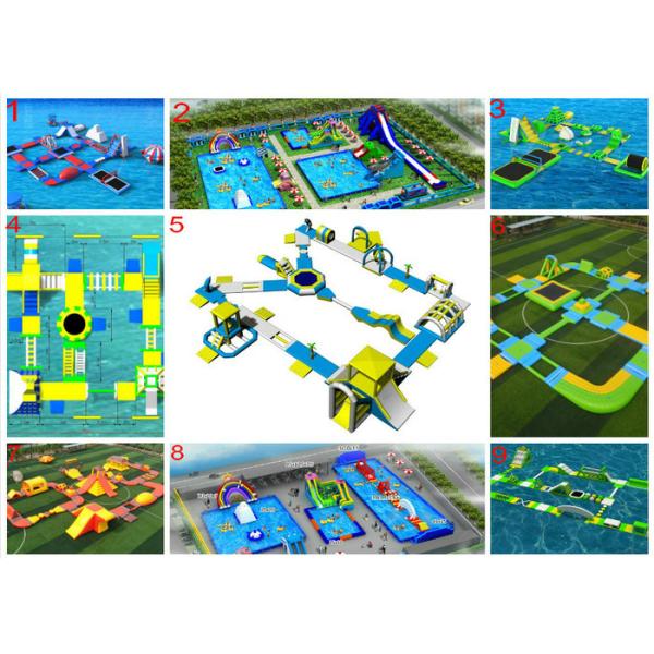 PVC Tarpaulin 0.9mm Giant Green Inflatable Water Park / Bounce Jumping Bed for Kid