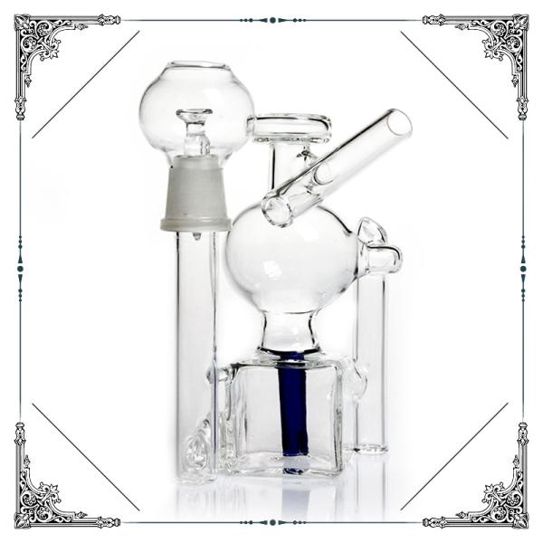 Mini Glass Recycler Square Base Oil Dab Rig Bongs Splits Percs Smoking Water Pipe Bongs