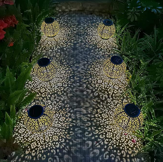 Metal 7 Inch 2 Volt Large Outdoor Hanging Solar Lanterns