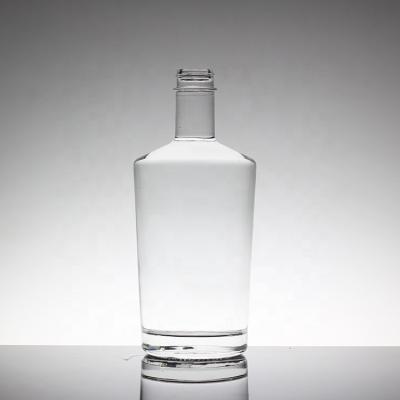 Crystal Flint Glass 750ml Round Vodka Glass Bottles with Glass Collar Manufacturers