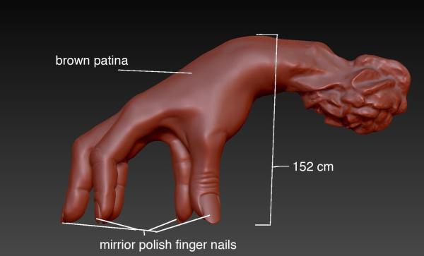 Patina Knuckle hand bronze sculpture for American art studios ,China bronze sculpture supplier
