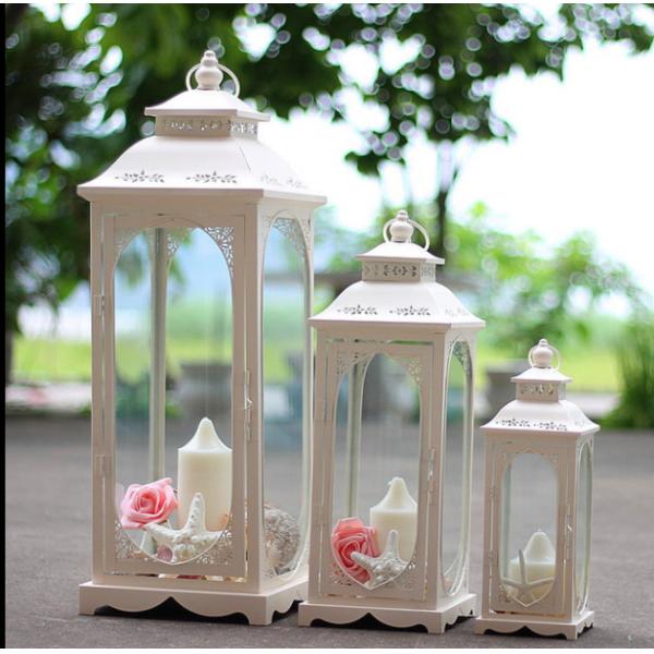 72cm Height Glass Candle Holders , Windproof Candle Holder Stand
