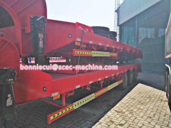 50T / 60T Heavy Duty Semi Trailers 3 Axles Low Bed , FUWA Brand Axle 13T