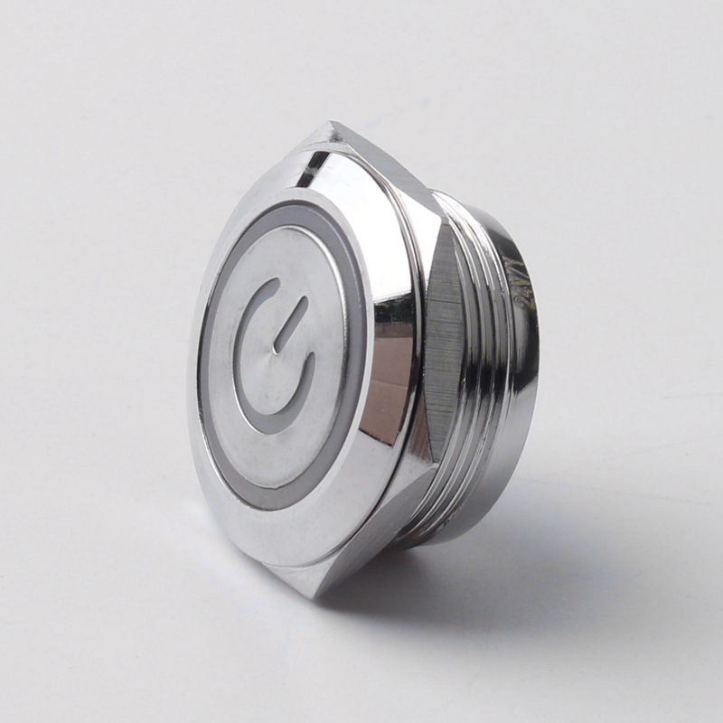 Industrial 12 Volt Momentary Power Switch 22mm Illuminated Metal Push Button 1NO Ring 4 Terminal IP67 CE for Max Voltage