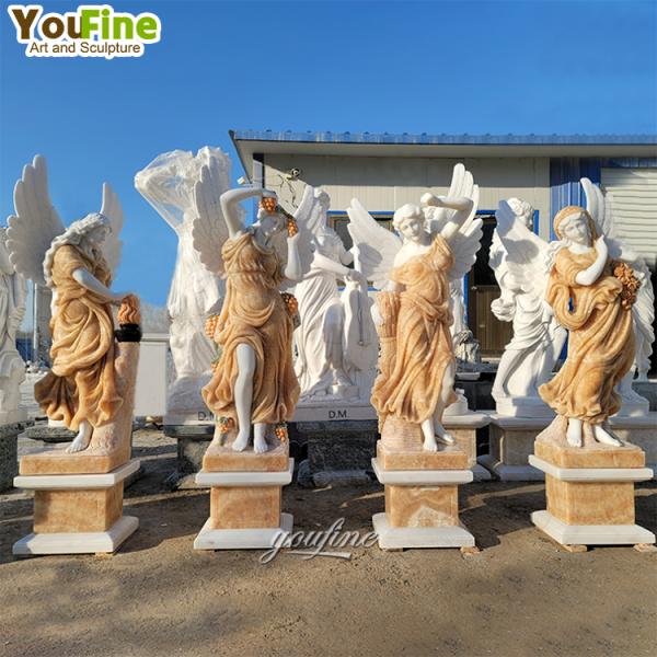 High-Quality Outdoor Garden Decor Life Size White Stone Sculpture Suppliers Four Seasons Marble Statue Woman