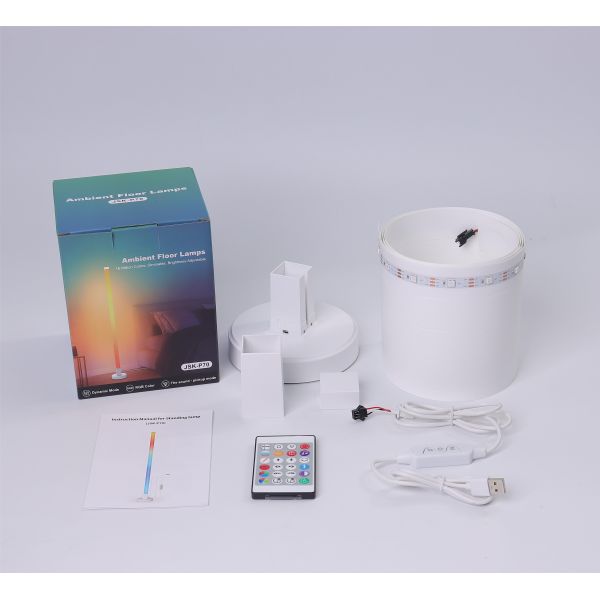 RGB Emitting Color Modern ABS LED Floor Lamp White Shade Dimmable Remote Control USB Power Source Smart Home Voice Control