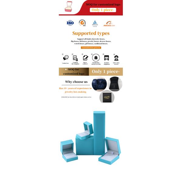 Fabrication de gros Luxe Jeux de bijoux Boîte personnalisée Coffret personnalisé haut de gamme Collier Bracelet Boucles d'oreilles Ensemble de bijoux d'anneau Emballage Carton papier bleu ciel flip Boîte à bijoux avec logo