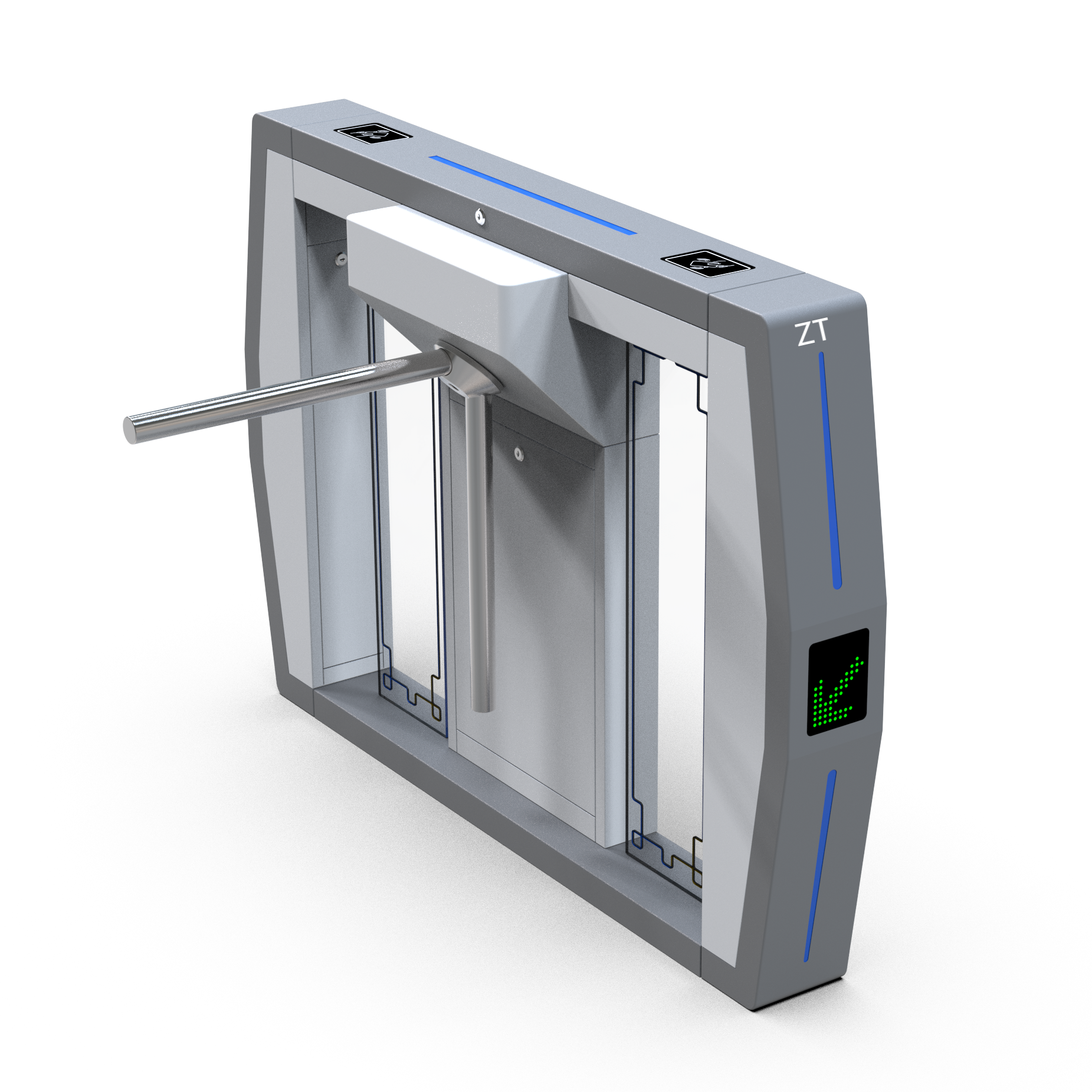 Full Automatic Double Arm Tripod Turnstile Gate with RS485 Communication AC 220V/110V and 30-45 Persons Per Minute Capacity