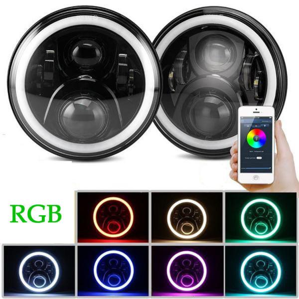 7 Inch LED Headlights Lights Bright White / Amber Turn Signal With Halo Ring