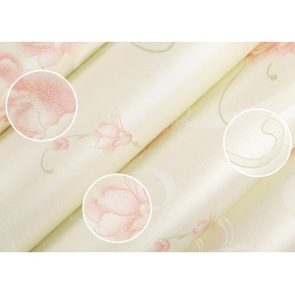 Beige Floral Pattern Country Style Wallpaper / Non Woven Wallcovering Waterproof