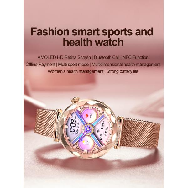 Monitoreo de salud Reloj inteligente para mujeres Control de voz Reproductor de música Moderno