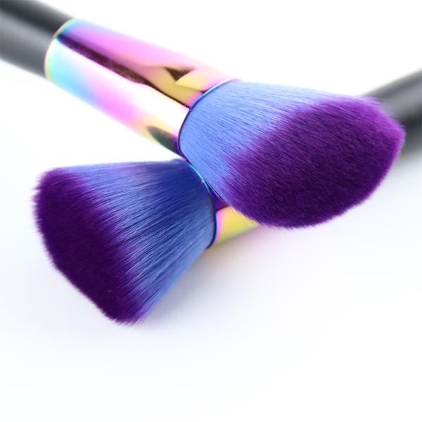 Shiny Cosmetic Brush Set Gradient Color Ferrule And Synthetic Hair