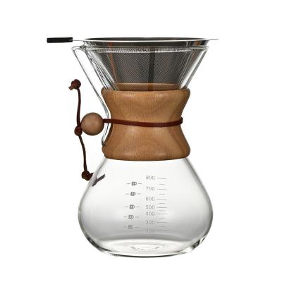 Commercial-Grade Custom 400ml Glass Coffee Dripper | SS Filter + Wooden Handle | Ideal for Cafes,Catering