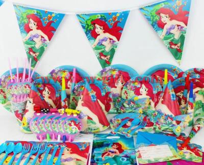 78pcs/2017 Luxury Kids Birthday Party Decoration Set Mermaid Ariel Theme Party Supplies Baby Birthday Party Pack