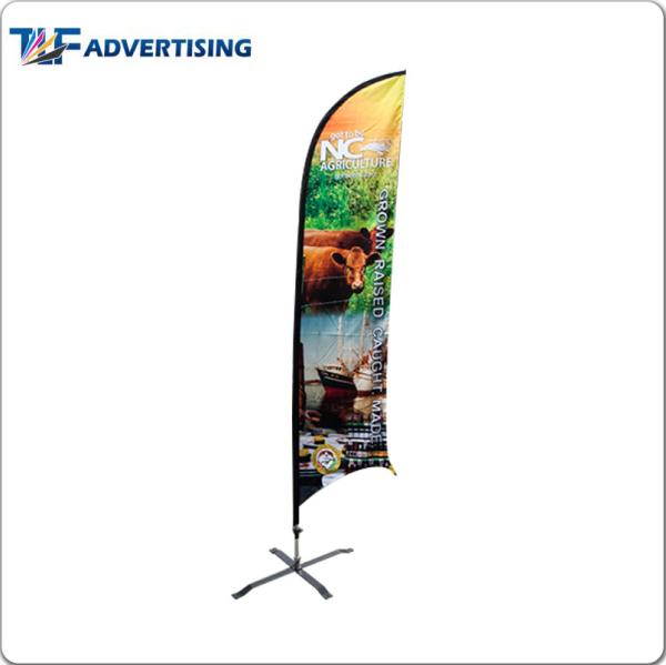 Polyester Fabric Custom Flag Banners , Roadside Advertising Banners Fiberglass Pole