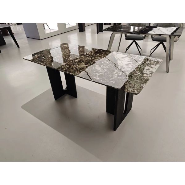 Green Pandora Marble Dining Table - Luxury Crystalline Art Table for Dining Room