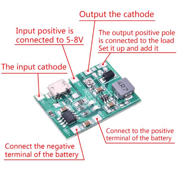 Lithium Li-ion 18650 3.7V 4.2V Battery Charger Board DC-DC Step Up Boost Module TP4056 DIY Kit Parts