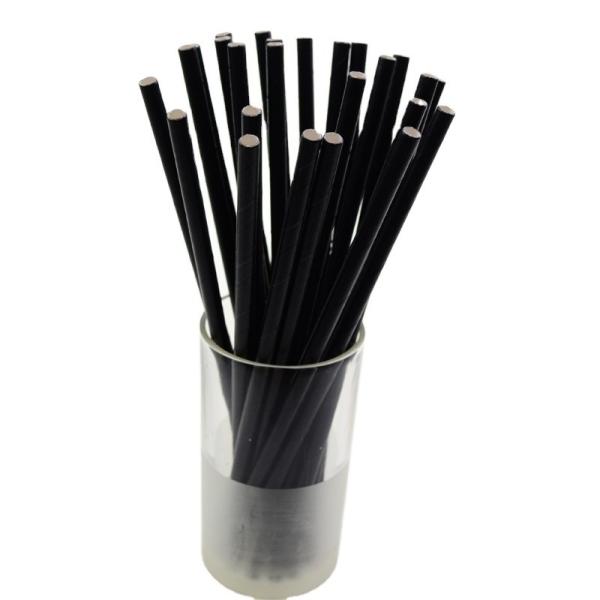 Individual Paper Wrapped Black and White Drinking Straws with Personalized Pattern