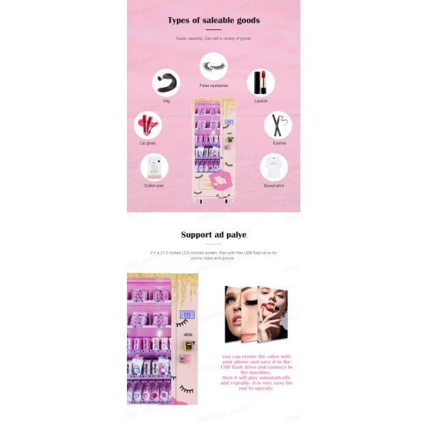 Customized Small Size Automatic Beauty Mini Vending Machine Lipgloss and Eyelashes Vending Machine