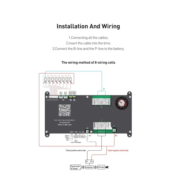 Smart BMS LiFePO4 4s 12V BMS LiFePO4 8s 24V 100A 150A for Car Starting Truck Lithium Battery