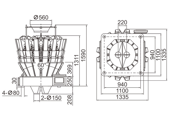 3 16 главного облупленного автоматического слоя Weigher Multihead