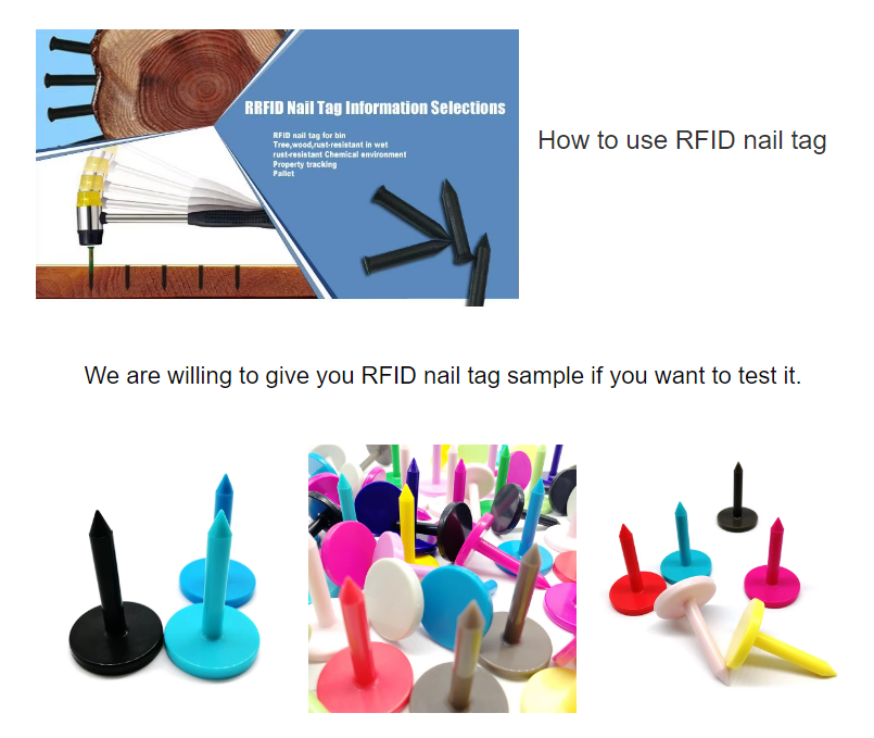 Black ABS Embedded RFID Nail Tag Forestry Tree / Asset Management 41 * 28mm