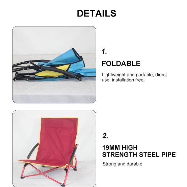 Camping Folding Beach Chair Ultralight Waterproof Low Seat Backpacking With Cup Holder
