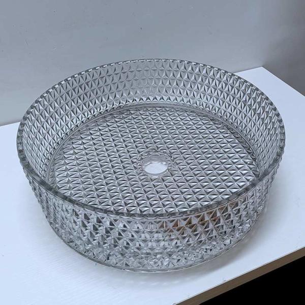 Italian Design Crystal Glass Vessel Basins Transparent Light Gray Color Countertop