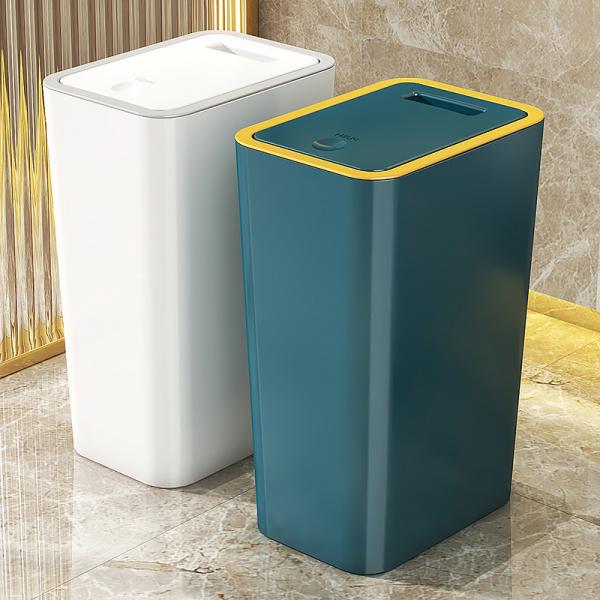 Household Press Square Slit Kitchen Plastic Recycling Bin Waste Bin Container Trash Can With Lid