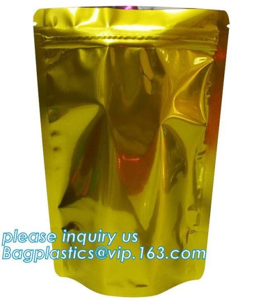Aluminum Foil Flexible Metallized Flat Pouch Packaging Bags, Doypack chips, Resealable Mylar Stand Up Pouch