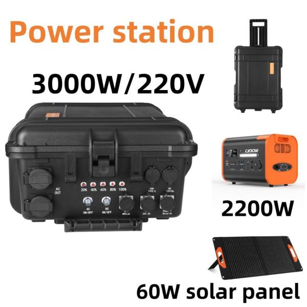 3000wh Black Portable Rechargeable Solar Wind Power Station 3kw Lithium Iron Battery