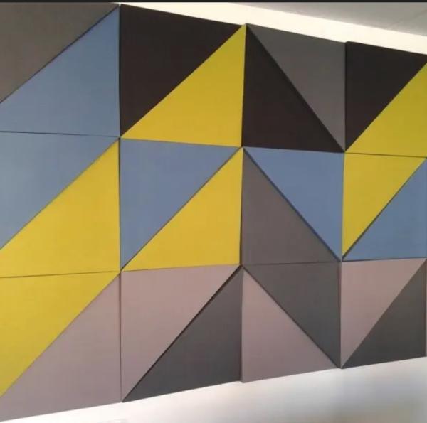 Acoustic Triangle Textile Fabric Wrapped Sound Panels Interior Decorated Wall Material