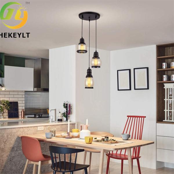 Nordic Style Loft Retro Glass Chandelier Personality Simple Restaurant Lamps