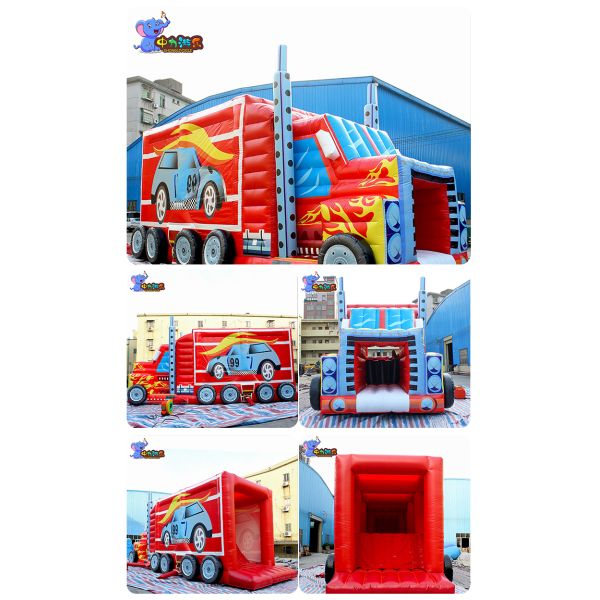 Monster Truck Jumping Inflatable Bouncy Castle Parks House Combo