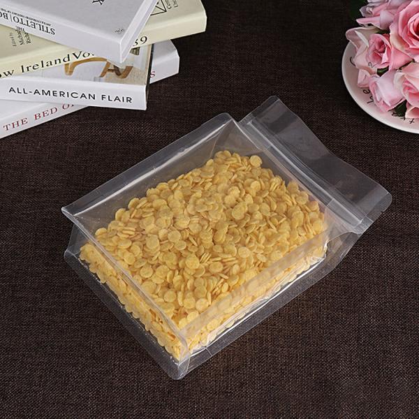 Crystal Clear Heat Seal Square Bottom Pouch Bags For Pet Food / Snack Packaging
