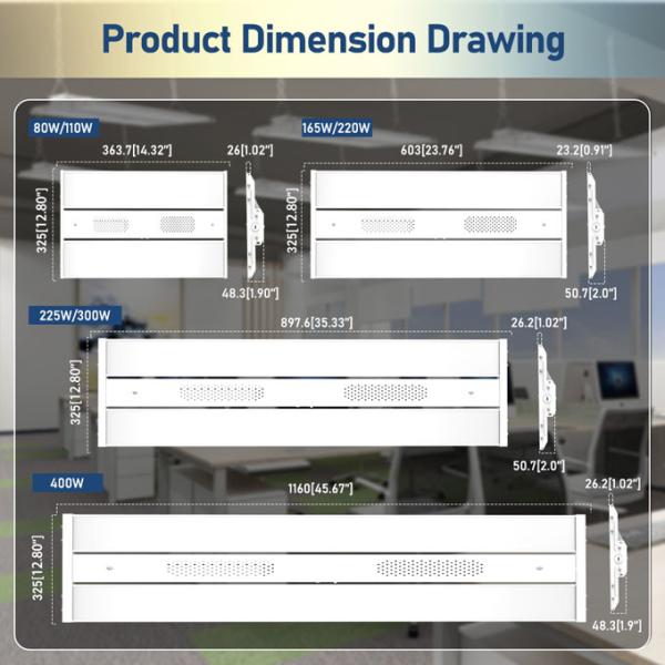 Energy-Saving Design 400W LED Linear Highbay Light with Dimmable Function and 5000K CRI for Warehouses