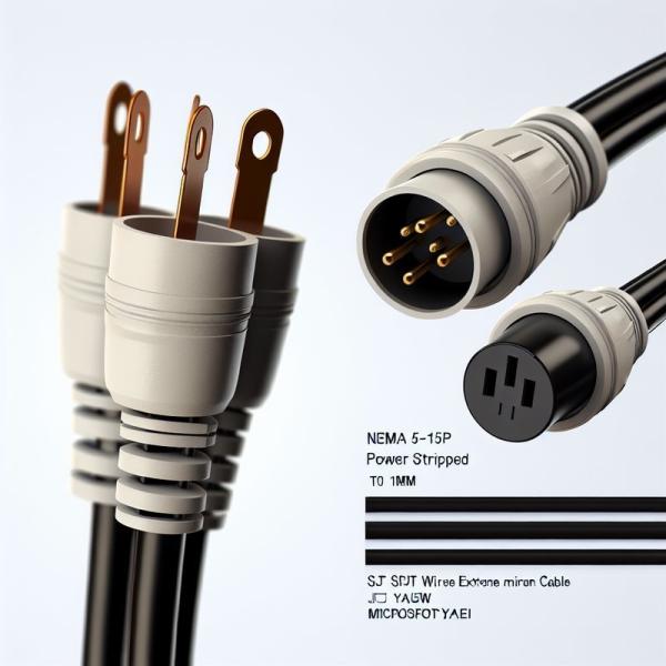 NEMA 5-15P to 5-15R Power Cord 0.5m SJT 16AWG 125V 15A