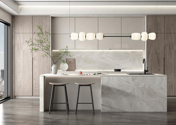 Armario de cocina moderno a medida con acabado de melamina UV PET