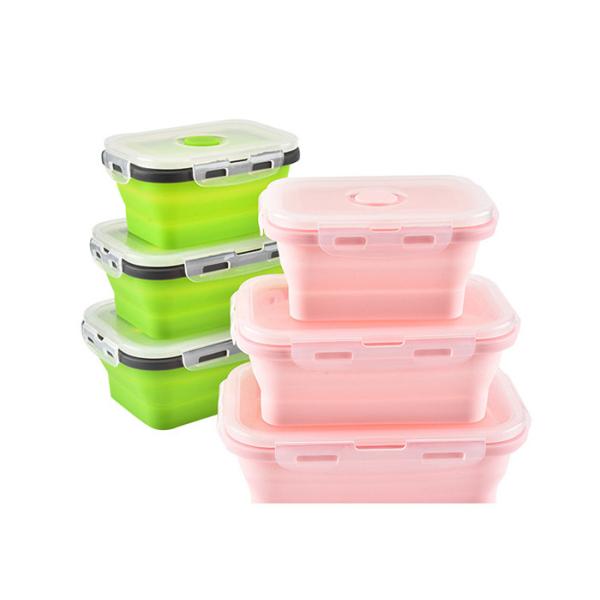 FDA silicone foldable lunch box silicone microwave lunch box portable silicone lunch box