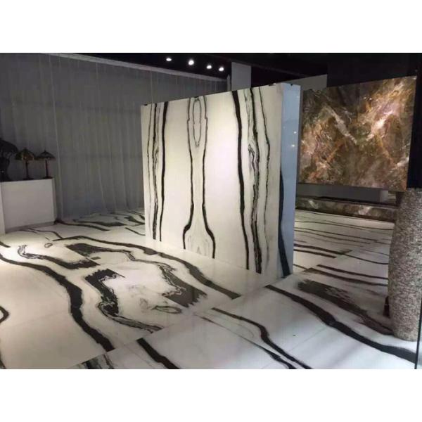 Luxury Italian Marble Slabs , Panda White Marble Slab With Gray Lines