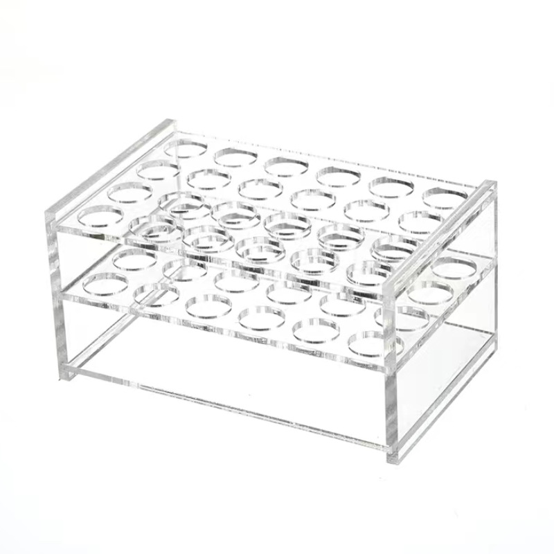 Factory Custom Durable Transparent Acrylic Test Tube Rack Clear Practical Lab Holder with Holes for Science Experiments
