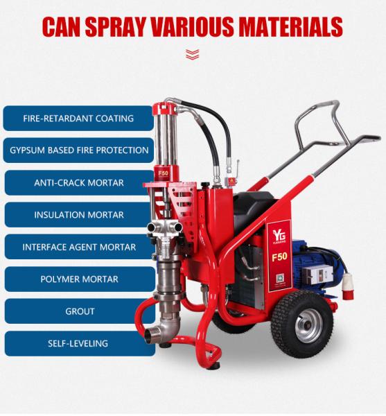 Hydraulic Gasoline Cement Mortar Spray Machine 14HP Fireproofing Spray Machine